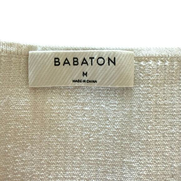 Aritzia Babaton Sculpt Knit Squareneck Cropped Top Ribbed Cream SL - Size M - Picture 6 of 8